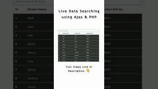 Live Data Searching from Mysql using Ajax & PHP 2022 | CodeWithNizami | #shorts #shortsfeed #php