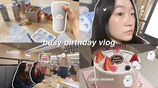 busy birthday vlog  // hotpot, studying, gift unboxings, birthday painting surprise!