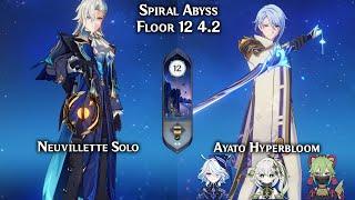 [SOLO] Spiral Abyss 4.2! C0 Neuvillette Solo & Ayato Furina Hyperbloom | Floor 12 Genshin Impact