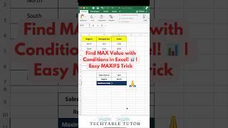 How to Use MAXIFS in Excel to Find Max Value with Multiple Criteria! #excel #excelshorts