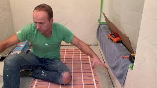 How to install SunTouch Floor Warming Under Floor Heating Mat under tiles - Easy DIY