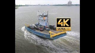 Travel Across the Houston Channel VIA the Lynchburg Ferry 4K Drone Video View