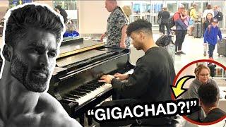 Playing GIGACHAD THEME in PUBLIC! (TIKTOK MEMES)