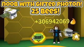 Noob With Gifted Photon Bee! Gets 25 Bees in 30 Minutes! (Bee Swarm Simulator)