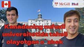 Kanadaning nufuzli universitetida tahsil olayotgan o‘zbek