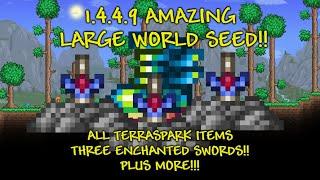 Terraria 1.4.4.9 Amazing Seed Large World!! All Terraspark Items And Three Enchanted Sword Shrines!