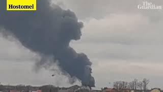 Footage showing Russian helicopters engaging with forces in Ukraine 2022-02-24