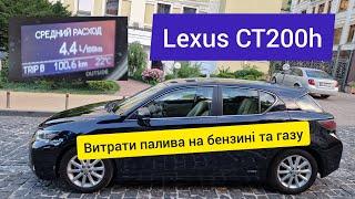 Витрати палива на газу та бензині. Lexus CT200 Гібрид