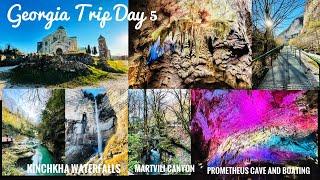 Georgia Travel guide Day 5|Kinchkha waterfall |Martvili Canyon|prometheus cave & underground boating