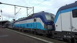 Passenger trains at Dresden Hbf Station in Dresden, Germany