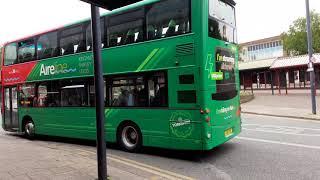 Buses in Shipley Market Square June 2023