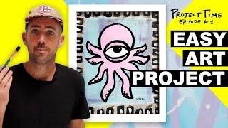 ART CLASS - PROJECT TIME: ep. 1  HOW TO DRAW AND PAINT AND OCTOPUS IN A OLD PICTURE FRAME