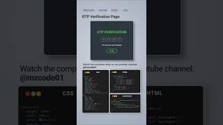 Create OTP Verification Page ‍ Using HTML CSS & JavaScript #css #html #javascript #coding #shorts