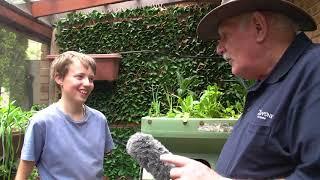 Joshua from Perth Western Australia, my youngest ever student shows me his home Aquaponics system.