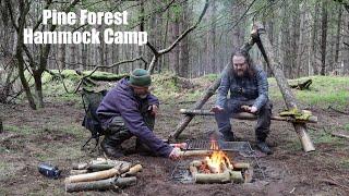 Hammock Camp in the Pine Forest with Josh.  Dutch Oven Pot Roast. Campfire Full English Breakfast.