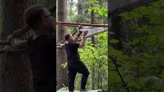 Beautiful Bushcraft Shelter made from Plastic Wrap #shorts #bushcraft #campingasmr #camping #asmr