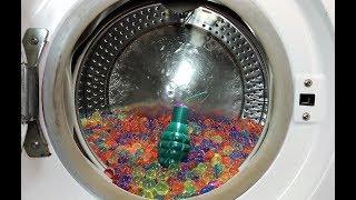 Experiment - Orbeez and Big Firecrackers - in a Washing Machine