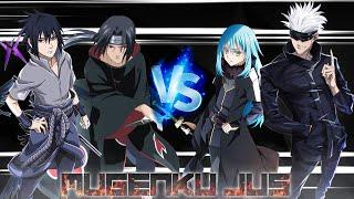 Itachi S1 OP & Sasuke Indra OP vs Limitless Gojo & Rimuru Demon Lord ANIME MUGEN JUS Team Fight