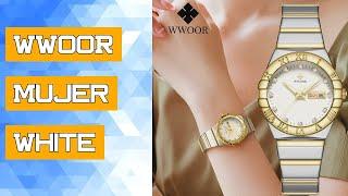 WWOOR Mujer White Diamond Ladies Watch Top Brand Wrist Watch Simple Women Dress Small Watch Relogio