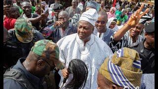 HEAVY STONE WAS GIVEN TO JOHN DRAMANI MAHAMA IN TECHIMANTIA IN AHAFO CAMPAIGN TOUR