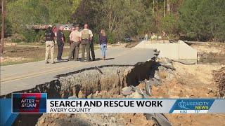 Search and rescue crews in Avery County work to recover casket washed away by Helene