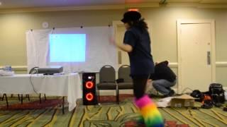 Fuzzums doing the Schrodinger's Kitten dance at Marucon 2014