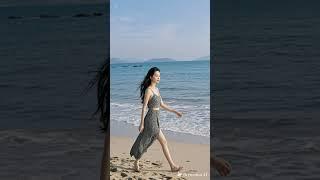 Serene Strolls: Beautiful Girls Enjoying the Beach