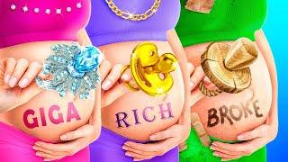 Rich vs Poor vs Giga Rich Pregnant | Awkward Pregnancy Moments with Boyfriends