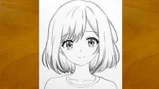 How to Draw a Cute Anime Girl Step by Step || Anime Girl Sketch || Easy Pencil Drawing