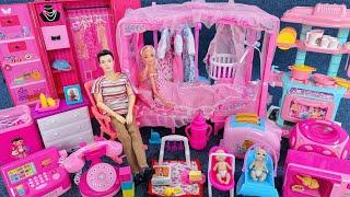 10 Minutes Satisfying with Unboxing Barbie Princess Bedroom and Kitchen Playset ASMR | Review Toys
