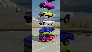 Mixed Colours Cars & Buses Fall Crash #3 - BeamNG.Drive