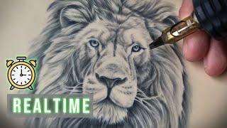 REAL TIME TATTOO - Realistic Lion Portrait