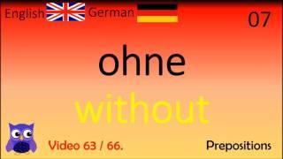 63 Prepositionsv (Präpositionen) Deutsch - Englisch Wörter / German - English Words