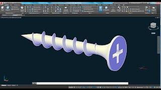 3d моделирование самореза (шурупа) с резьбой в AutoCAD 2017