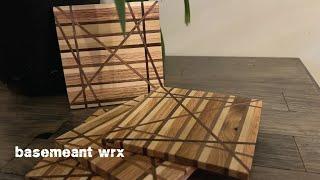 scrap (hard) wood coasters with inlays