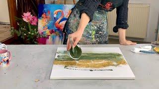 DIY Effect Structure! GOLD - Abstract Acrylic Painting Techniques - Let it Flow - Step by Step