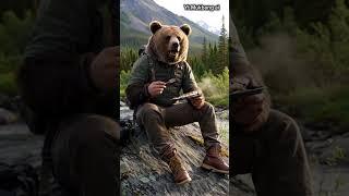 Bear-Headed Adventurer Eating Alone in the Wild | Fantasy Wilderness #Shorts