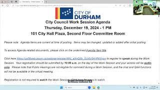 Durham City Council Work Session December 19, 2024