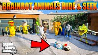 Shinchan and Franklin Playing Hide AND Seek With all Brainrot animals in GTA 5 | Gta 5 Telugu
