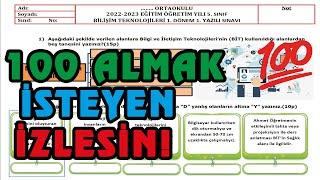 5. Sınıf Bilişim Teknolojileri 1. Dönem 1. Yazılı | 1. Örnek 2022