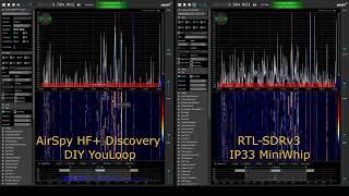 RTL-SDR v3 & YouLoop vs RTL-SDR v3 & MiniWhip vs AirSpy HF+ Discovery &  YouLoop [80m,40m,20m]