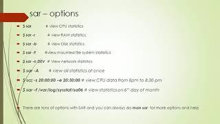 Linux SAR Utility options and usage