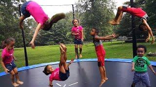 Kids Jumping Trampoline Challenge Family Fun Playtime with Imani and Family!!