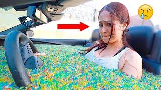 FILLING HER CAR WITH 100,000 ORBEEZ!