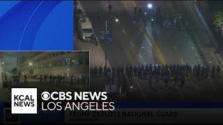 Authorities disperse crowd of protesters outside of Metropolitan Detention Center in downtown LA