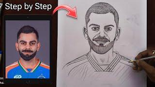 How To Draw Virat Kohli pencil sketch, virat kohli cricket player from India #viratkohli