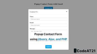 Popup Contact Form using jQuery and PHP