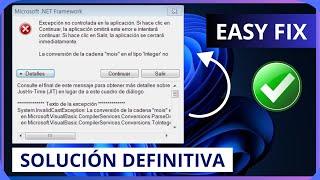 Excepción no controlada en la aplicación .NET Framework Windows 11/10/8/7 SOLUCIÓN