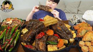ASMR MUKBANG | Huge Beef Galbi-jjim, kimchi, korean home meal recipe ! eating