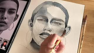 WATERCOLOUR PORTRAIT SKETCH | Speed-time process